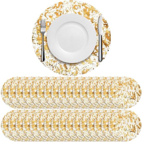 50 Pcs Disposable Gold Placemats 13 Inch Round Foil Mesh