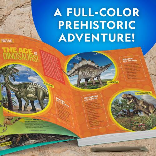 NATIONAL GEOGRAPHIC Dino Fossil Dig Kit & Dinosaur Book for Kids- Excavate a Replica Dinosaur Tooth Fossil and Study Paleontology with a Full-Color Dinosaur Activity Book for Kids (Amazon Exclusive)