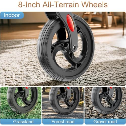 Rollator Walkers with Seat for Seniors, Foldable 8 Big Wheels All Terrain Rolling Walker, Handles and Ergonomic Seat Height Adjustable, 350 lb