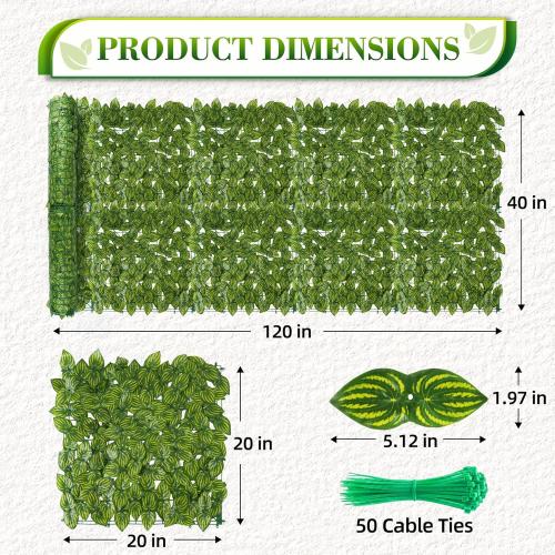 120x40 Artificial Ivy Privacy Fence Screen, Faux Greenery Backdrop Ivy Vine Leaf Hedges Wall Fence Panels Green Wall Decor for Patio, Balcony, Garden, Backyard Indoor Outdoor
