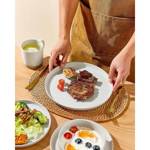 Famiware Milkyway Plates and Bowls Set, 12 Pieces Dinnerware Sets, Dishes Set for 4, White