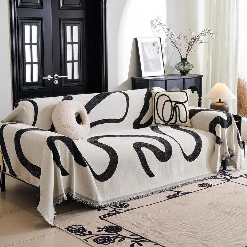 MYSKY HOME Boho Couch Cover Super Soft Couch Covers for 2-3 Cushion Couch Sofa, Modern Black Jacquard Sofa Slipcover Loveseat Futon Cover, Couch Covers for Sectional Sofa, 71 x 118, Black Curve