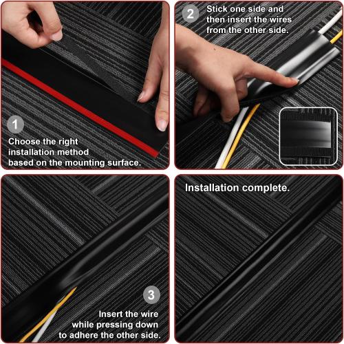 8.2ft Cord Cover Floor, Soft PVC Cord Covers for Wires on Floor, Self-Adhesive Cord Hider, Cable Management Wire Protector for Commercial Office Carpet/Floors/Wall White
