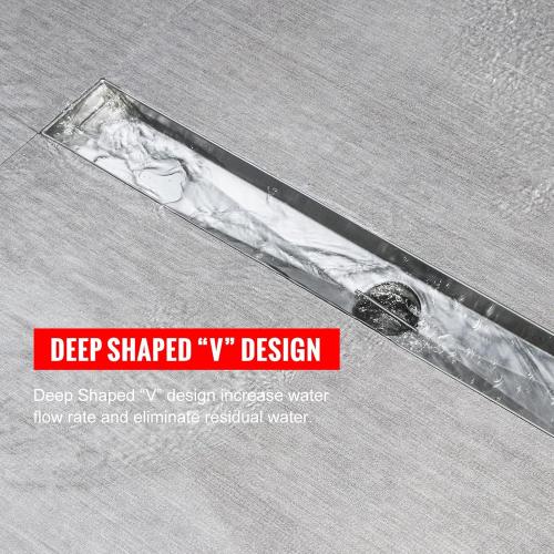 SaniteModar Linear Shower Drain, Linear Drain 32 inch with Removable Square Hole Panel, Brushed 304 Stainless Steel Shower Floor Drain with Adjustable Feet and Hair Catcher