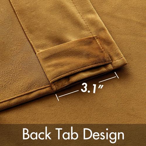 MIULEE Velvet Curtains 96 inches - Luxury Room Darkening Curtains for Bedroom Living Room Thermal Insulated Super Soft Window Drapes Rod Pocket & Back Tab, Gold, W52 x L96 inches, 2 Panels