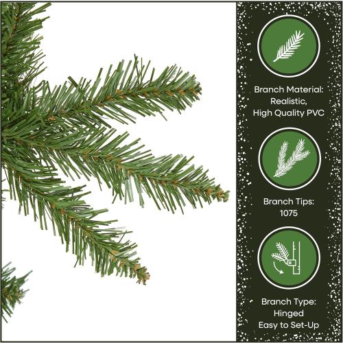 National Tree Company 7.5 ft Unlit Kingswood Fir Slim Artificial Christmas Tree, 1,075 Tips, Includes Stand, Green