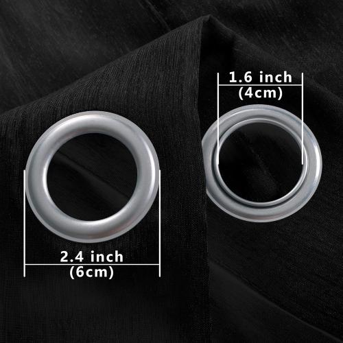 Semi-sheer black curtains for living room (set of 2 panels with grommets). Modern sheer black voile curtains for bedroom