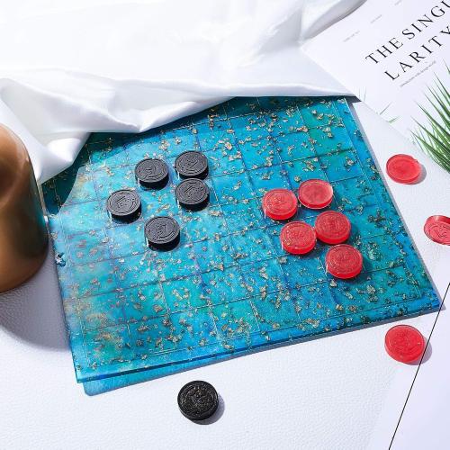 Patelai  Resin International Chess Molds Silicone Checkers Epoxy Molds Chess Resin Casting Mold for Home Decoration Jewelry Cake Pendant Making Supplies(Blue)