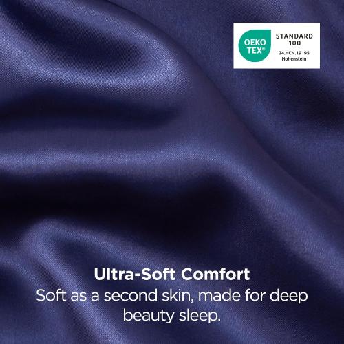 Bedsure Satin Pillowcase 2 Pack Similar to Silk Pillow Cases Standard Size, Pillow Case for Sleeping Women with Envelope Closure, Gifts for Women Men, Navy, 20x26 Inches, 2pcs