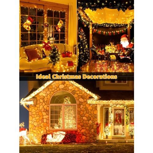 Outdoor String Lights 1200LED 196FT, 8 Modes Dimmable Fairy Lights with Remote and Timer, Waterproof String Lights for Festive Decoration Indoor Wedding Party Holiday (Warm White)