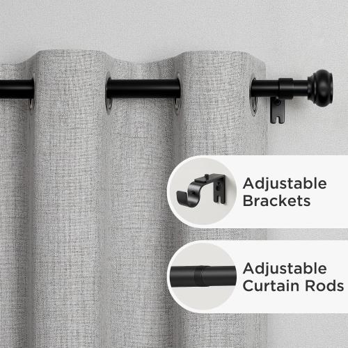 Joydeco Black Curtain Rod Adjustable 32-88 Inches, 1 Diameter Heavy Duty Curtain Rods for Windows, Decorative Splicing Drapery Rods with Resin Finials for Living Room Bedroom Kitchen