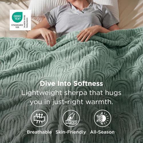 Bedsure GentleSoft Fleece King Size Blanket for Bed - Super Soft & Cozy, Fluffy Blankets for Women & Girls, Ideal for Sofa & Couch, Sage Green, 108x90 Inches