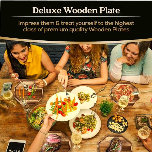 GloBoid Wood Charger Plates & Trays, Wooden Tray For Food & Decor, Wooden Serving Board & Platter, 10’ x 10' Wood Tray & Serving Platters, Acacia Wood Plate Set of 2