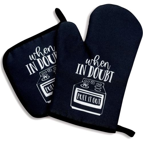zcyhtqp, When in Doubt Pull It Out, Funny Silicone Non-Slip Oven Mitts and Pot Holders Sets of 2, Cooking Baking BBQ Gifts, Chef Gift, Bake Lover Gift, Housewarming Presents