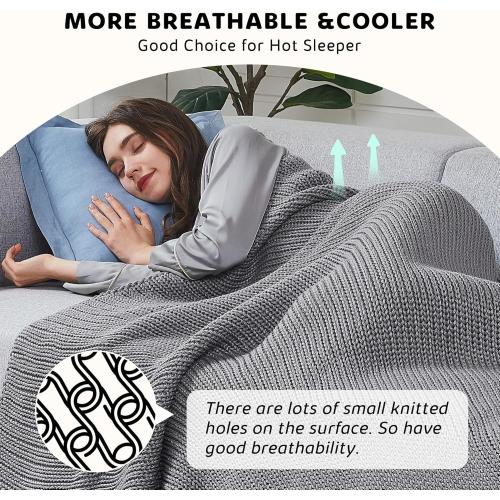 L'AGRATY Knitted Weighted Blanket - 60x80 15lbs Cooling Chunky Knit Heavy Blanket for Adults Braided Crochet Throw Thick Cable Yarn Knit Decorative Blanket No Beads Evenly Weighted Machine Washable
