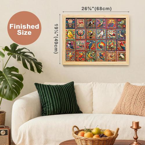 BenBen Puzzles for Adults 1000 Pieces, Bird Crochet, Jigsaw Puzzles with Letters or Patterns on Back, Challenging Puzzles for Family Game Night Home Décor
