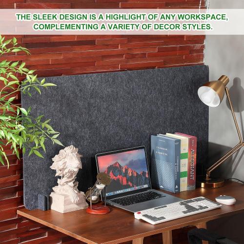 2 Pack Acoustic Desk Divider Partition 23.6 x 47.2 Stand up Freestanding Privacy Panel Noise Visual Distractions Reducing Table Divider for Student Reception Area Office (Deep Gray)