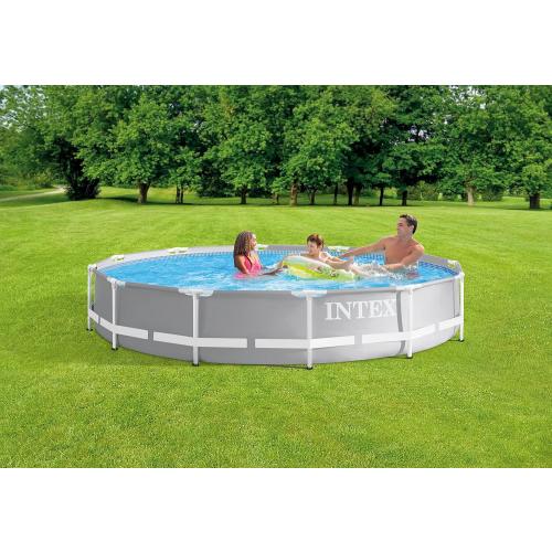 INTEX 26710EH Prism Frame Premium Above Ground Swimming Pool: 12ft x 30in – SuperTough Puncture Resistant – Rust Resistant – Easy Assemble – 1718 Gallon Capacity – Pool Only