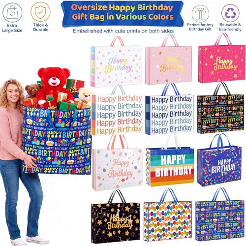 Pickmesh 1 Pcs Extra Large Birthday Bag 31.5x23.6x7.9 Inch,PP Woven