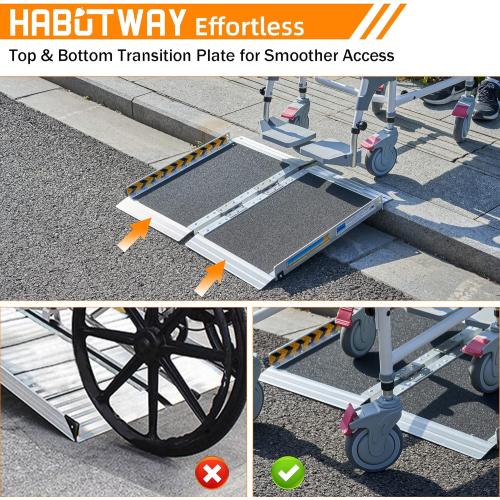 HABUTWAY 5ft Wheelchair Ramp, Portable Wheelchair Ramps for Home Steps, Double Non-Skid Ramps Hold Up to 800Lbs, Threshold Ramp for Home,Stairs, Curbs,Steps,Doorway