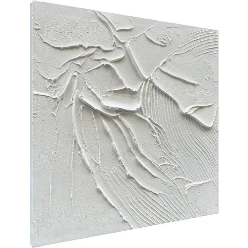 NANKAI Art Hand-Painted White Canvas Wall Art 24x24 inch Abstract Thick Texture Oil Painting Modern Minimalist Art Home Wall Decoration Painting