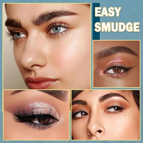 9 Color Smoky Eyeshadow Kit, Waterproof Long Lasting High Pigmented Shadows, Black, White, Silver & Gray, Glitter Eyeshadow Palette with 3 Brushes