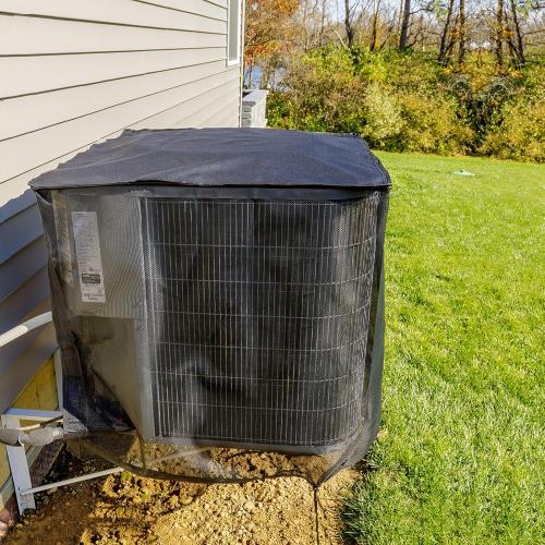 Size 32x32x36 Color Black Air Conditioner Cover for Outside Units, 32'' x 32'' x 36 Full Mesh with 600D Detachable Waterproof Top, All Seasons Outdoor Central AC Protector Against Leaves, Weeds, Cottonwood and Debris