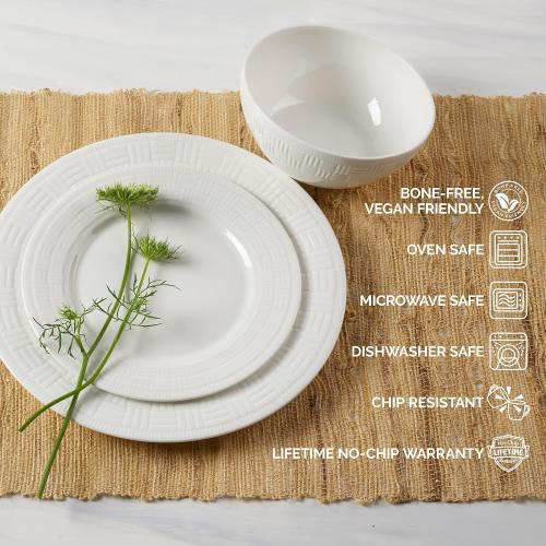 Mikasa Ashlyn Vegan Bone China Chip Resistant 12 Piece Dinnerware Set, Service for 4‼️light dirt‼️