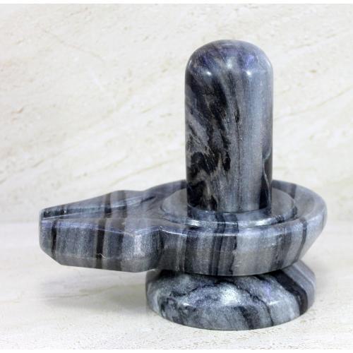 Size 5.25 Color Grey Black Marble Stone Shiva Lingam Shiv Ling Idol Murti Statue (5.25 Grey)