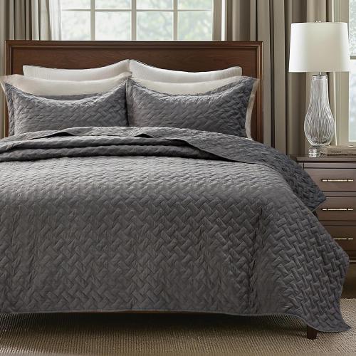 Bedsure Quilts Queen Size - Grey Bedspreads Queen Size with Basket Weave Pattern, Soft Quilt Bedding, Lightweight Comforter Coverlet for All Seasons (90 x 96)