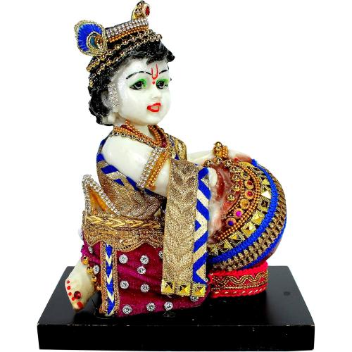 eSplanade - Hand-Carved Lord Krishna Kishan Makhan Chor Murti Idol Statue Sculpture - Resin - 7.5 - Multicolor