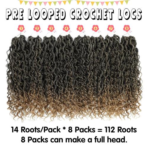 Fulcrum Goddess Locs Crochet Hair 14 Inch, 8 Packs New Faux Locs Crochet Hair for Black Women, Crochet locs with Curly Ends (14Inch (Pack of 8), T27#)
