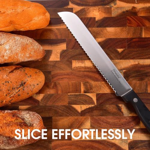 Bread Knife, Serrated 8 inch Bread Knifes for Homemade Bread Sourdough, Blade Razor Sharp and Wavy Edge from Professional Stainless Steel