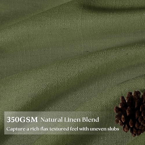 90 Inch Pleated Linen Olive Green Curtains for Living Room 2 Panels Semi Sheer Light Filtering Pinch Pleat Hooks Rings Back Tab Drapes Moss Green Farmhouse Boho Curtains 90 Inches Long Bedroom Window