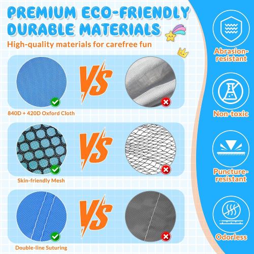 Bounce House, 8-in-1 Gameplay Mode Inflatable Bounce House for Kids, Sturdy and Durable Bouncy House with Blower, Family Backyard Bouncy Castle with Slide for Indoor Outdoor