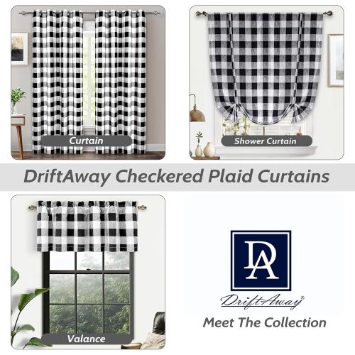 DriftAway Buffalo Plaid Check Curtains Black and White Buffalo Checkered Blackout Curtains for Farmhouse Bedroom Living Room Darkening Thermal Country Window Treatment Curtains 2 Panels 96 Inch Long