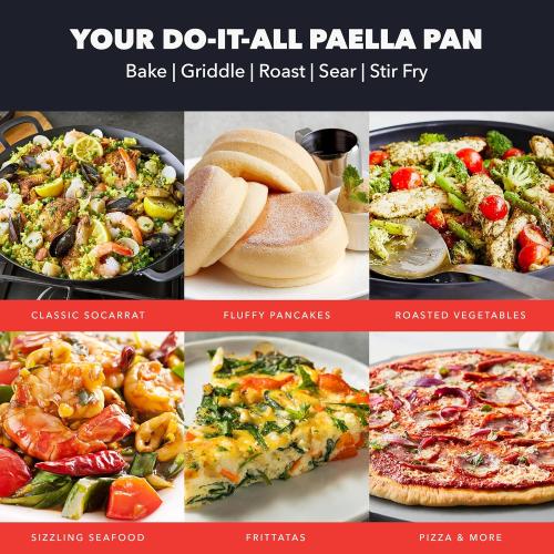 GreenPan x Bobby Flay 15” Carbon Steel Paella Pan, Pre-Seasoned, Nontoxic, PFAS-Free, Induction Compatible, Flat Bottom, Rice & Seafood Dishes, High Heat & Oven Safe Durable, Cast Iron Alternative