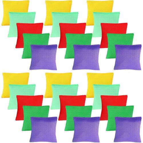 Skylety 30 Pack Small Bean Bags for Tossing Cornhole Games Bulk Kids Mini Nylon Colorful Bean Bags for Outdoor Throwing Sack Fun Sports Family Hand Toss Games
