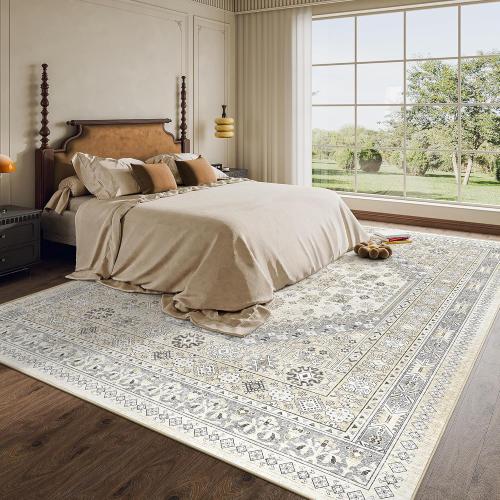 zesthome Size 9x12 Color  beige Area Rugs,Stain Resistant Washable Rug,Ultra-Thin Rugs for Living Room,Bedroom,Non-Slip Backing Home Decor Large Area Rug (Beige,9'x12')