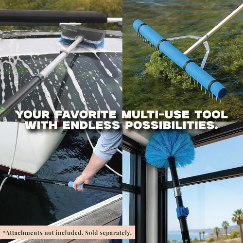 Size 5 to 12 EVERSPROUT Pro Pole, 5-to-12 Foot Heavy Duty Extension Pole (3-Stage), Lightweight Anodized Aluminum, Telescoping Pole - Fits Standard ACME Threaded Adaptor for Cleaning, Squeegee, Bulb Change & More