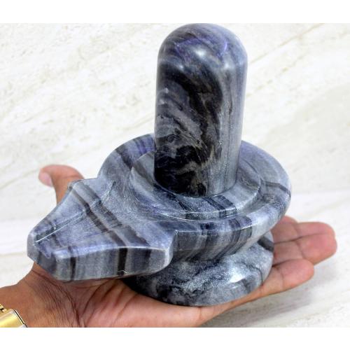 Size 5.25 Color Grey Black Marble Stone Shiva Lingam Shiv Ling Idol Murti Statue (5.25 Grey)