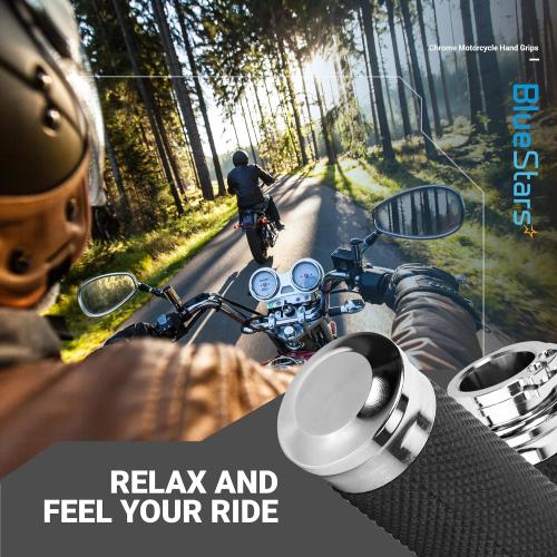 Chrome Motorcycle Hand Grips – Compatible with Harley Sportster Softail – Nonslip Comfortable Durable Rubber