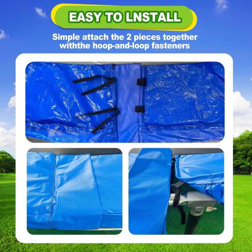 Blue and green up to 14ft Trampoline Pad, 10ft 12ft 14ft Trampoline Replacement Safety Pad, Waterproof and Tear-Resistant Safety Spring Cover Round Frame Pad
