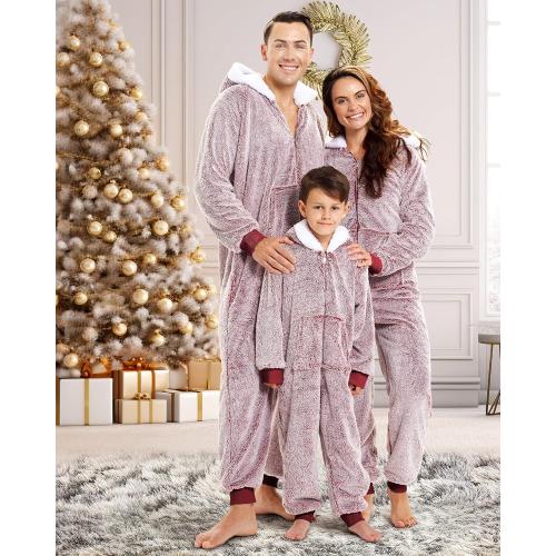 Size L The Big Softy Christmas Onesies Adult & Kid, Red Teddy Fleece Matching Christmas Onesie for Family, Onesie Pajamas Women, Men