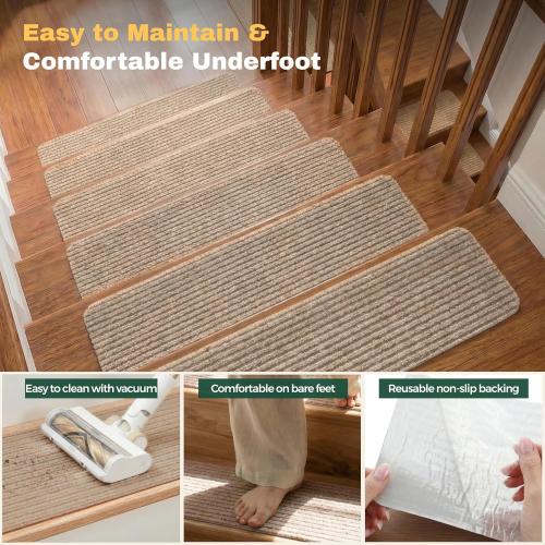 MBIGM Carpet Stair Treads for Wooden Steps, 15 Pack, 8 x 30, Cornstalk