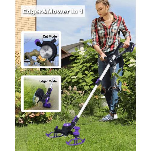 Weed Wacker Cordless, YardEz Weed Eater Battery Powered with Nylon/Steel/Saw Blade, 20V Weed Trimmer/Edger/Cutter (One 2.5Ah Battery)