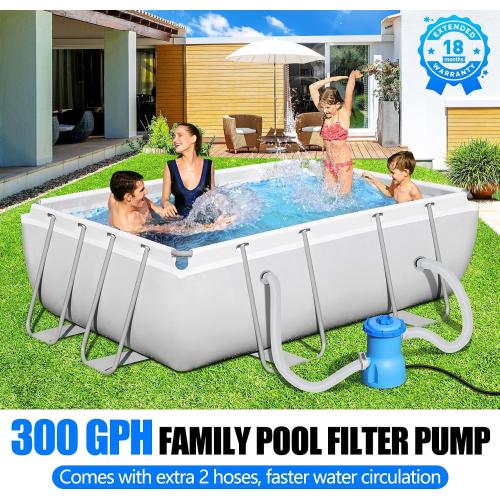 300 GPH ETL Certified Pool Filter Pump for Small Above Ground Pool | Pool Cartridge Filter Pump System with GFCI, Safety & Reliable Water Circulation Pumps - Rapidly Capture Debris - Dark Blue