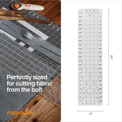 Fiskars Sewing Ruler (6x 24) - Sewing and Quilting Ruler with Gridlines - Arts and Craft Supplies - Clear/Black