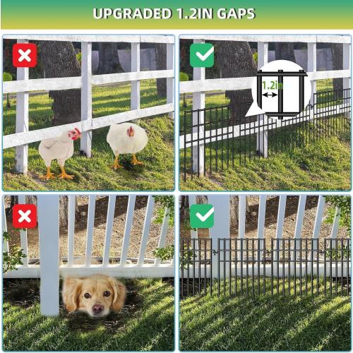 35 Panels Animal Barrier Fence, 13in(H) x 35.5ft(L) Dog Digging Fence Barrier, 1.2 in Gap Anti Dig Garden Edging Border, Rustproof Metal Ground Defense Border for Outdoor