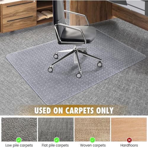 BesWin Office Chair Mat for Carpet,  32 x 48 Heavy Duty Hard Computer Desk Chair Mat for Carpeted Floors, Anti-Slip Carpeted Floor Protector for Home Office, Smooth Glide, Ship Flat